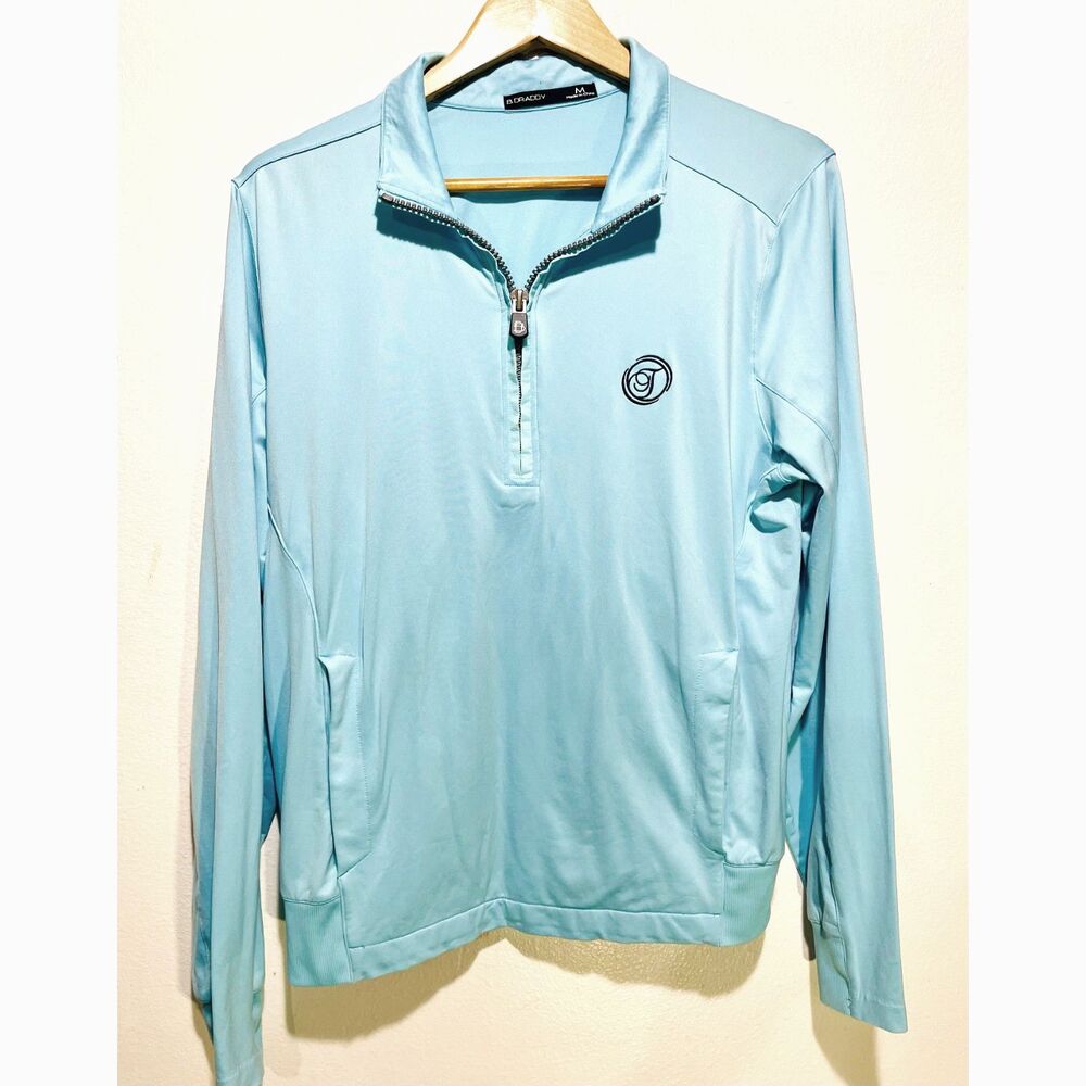 B. draddy performance long sleeve polo shirt golf summer sports blue men M